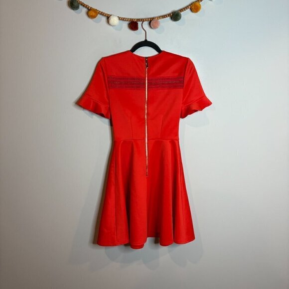 Ted Baker Calizee Lace Insert Skater Dress Red - Picture 4 of 7